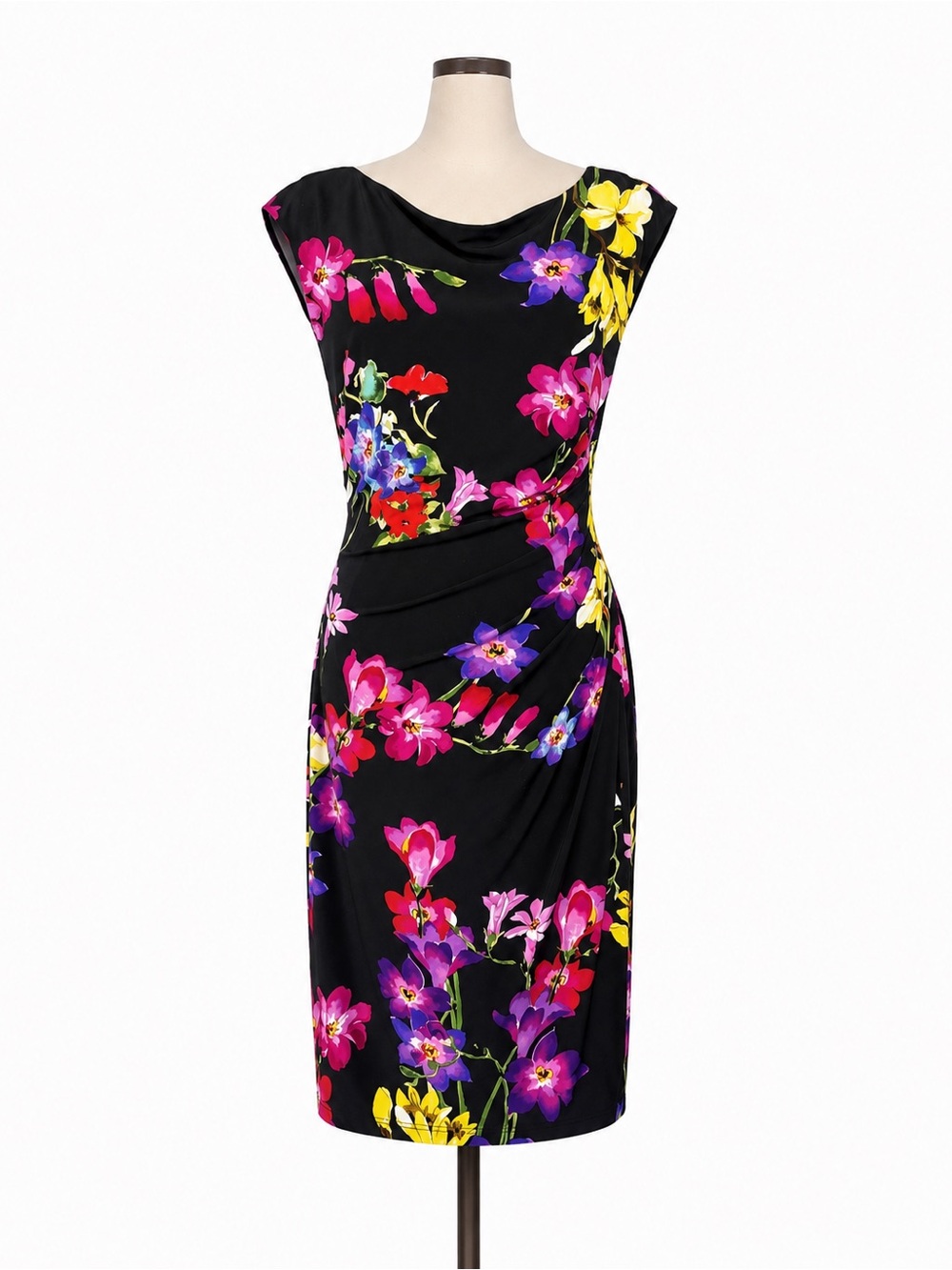 Lauren Ralph Lauren Black Floral Sheath Dress Size 8
